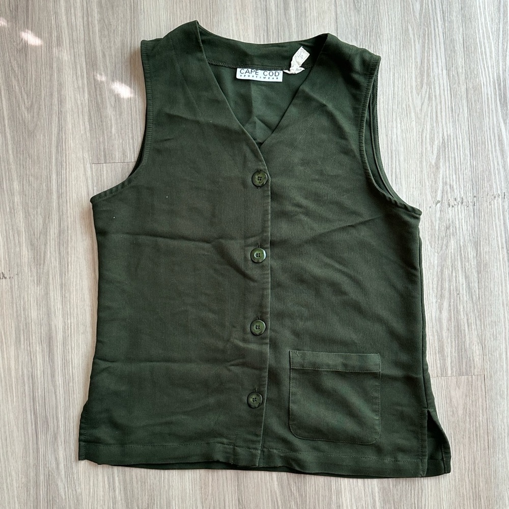 vintage vest - forest green